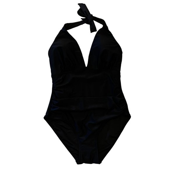 Dkny Other - Always Classy! DKNY Black Ruched Halter Neck One-Piece Swim Suit Size XL